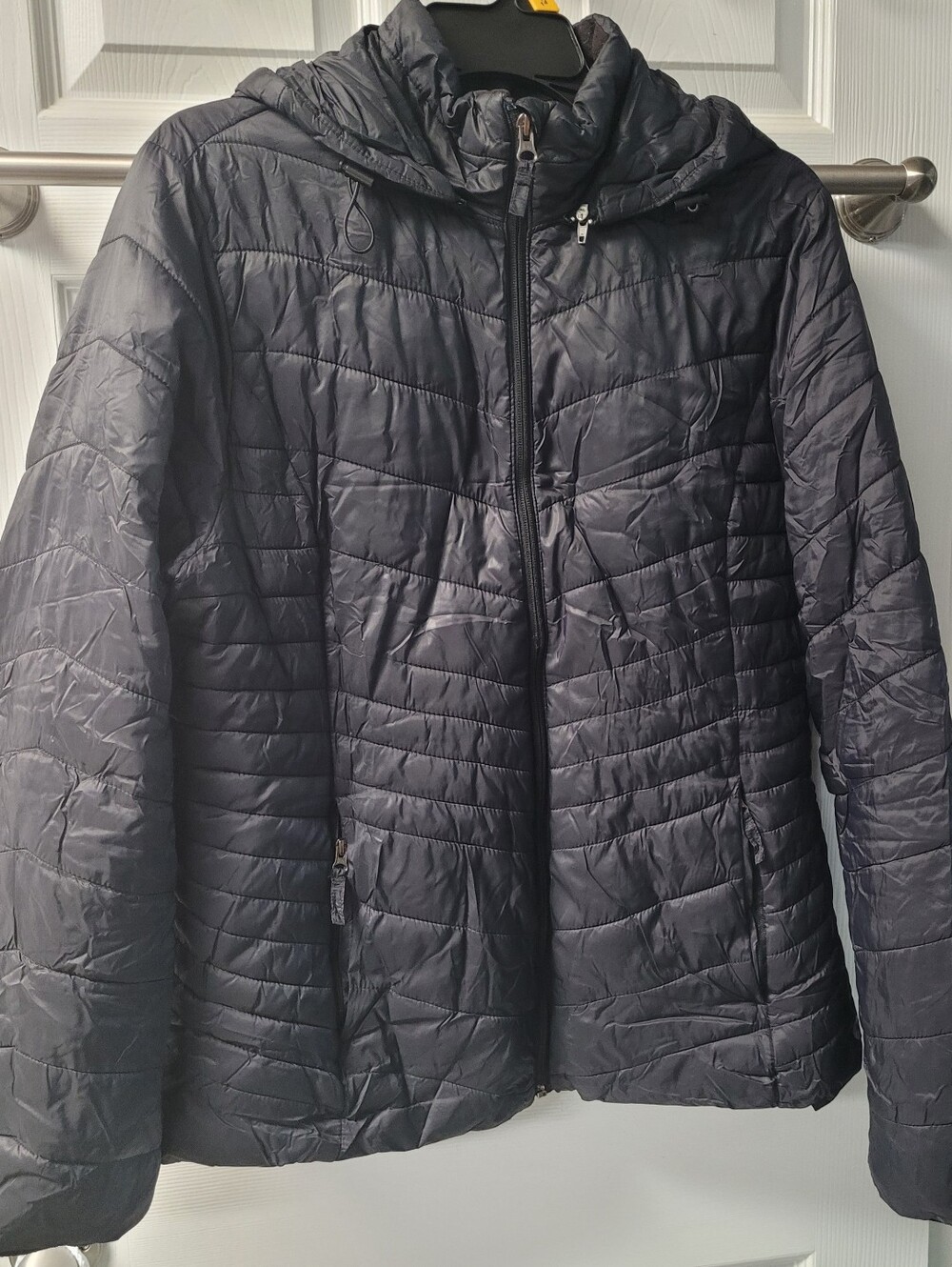 Xersion Black Quilted Hooded Puffer Jacket